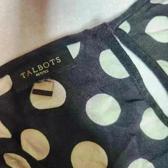 Talbots petite black and white polka dots blouse size petite small - Picture 6 of 6